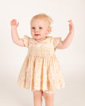 Pastel Floral Hand-Smocked Top & Bloomers Set