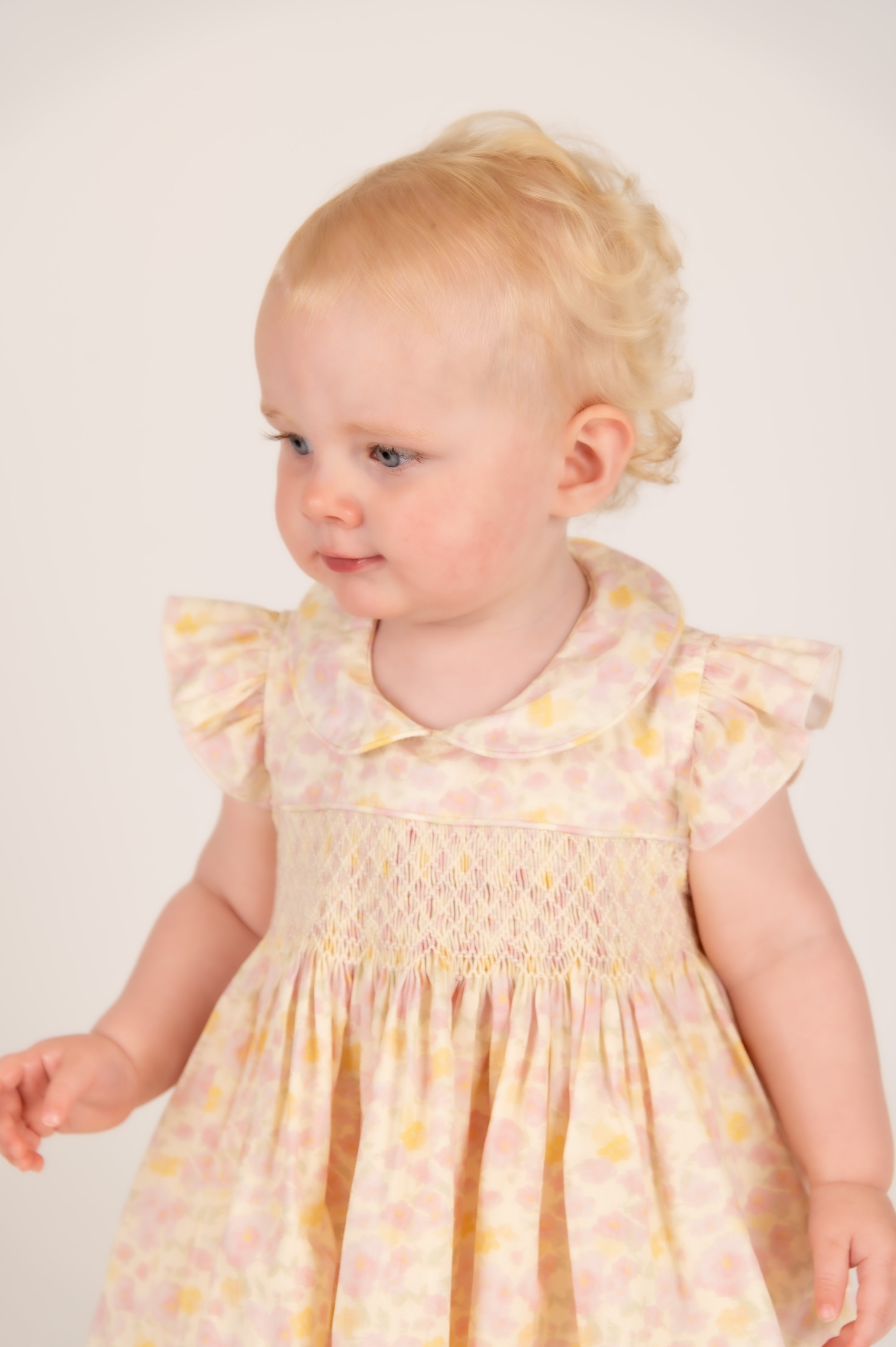 Pastel Floral Hand-Smocked Top & Bloomers Set