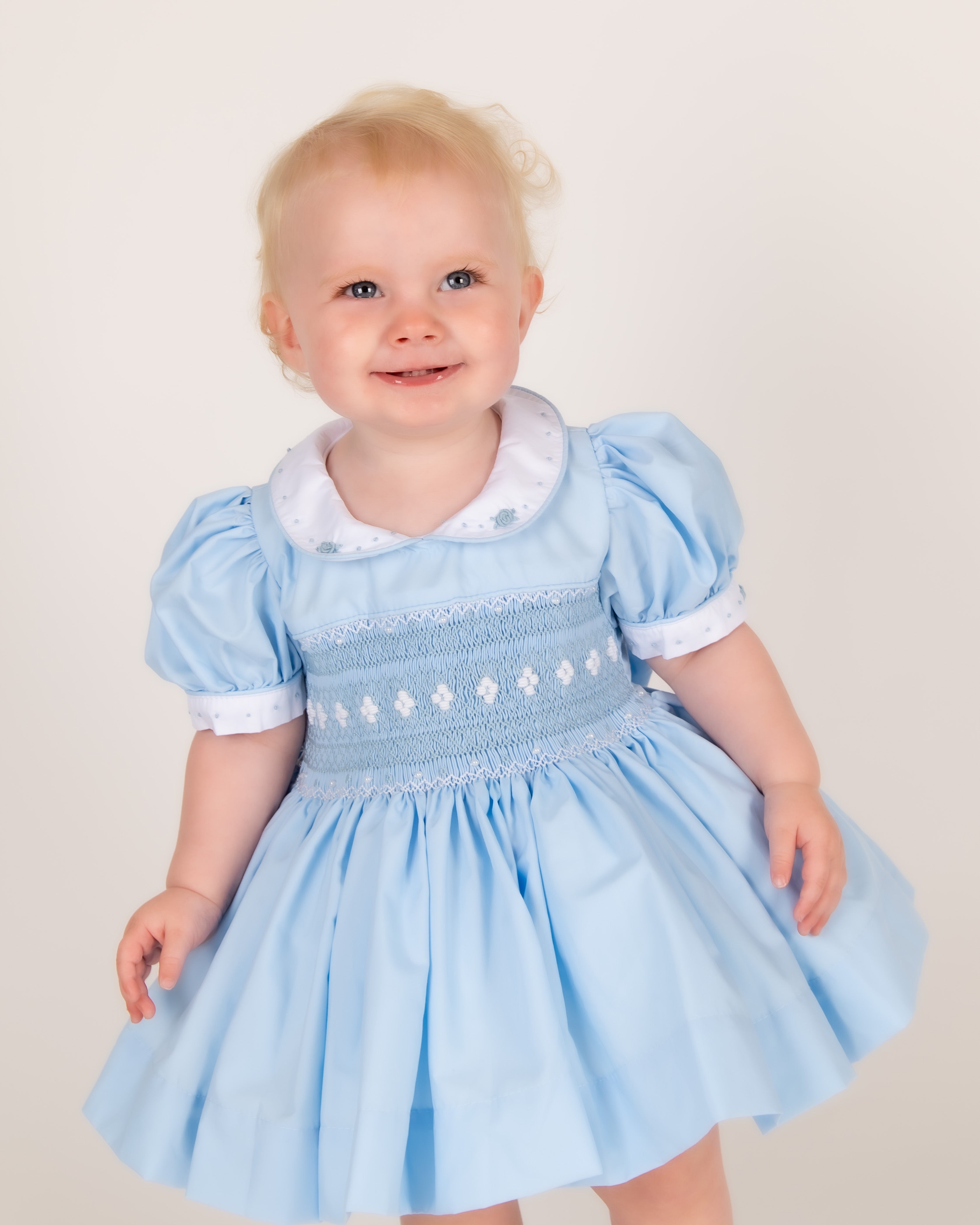 Powder Blue Hand-Smocked Dress