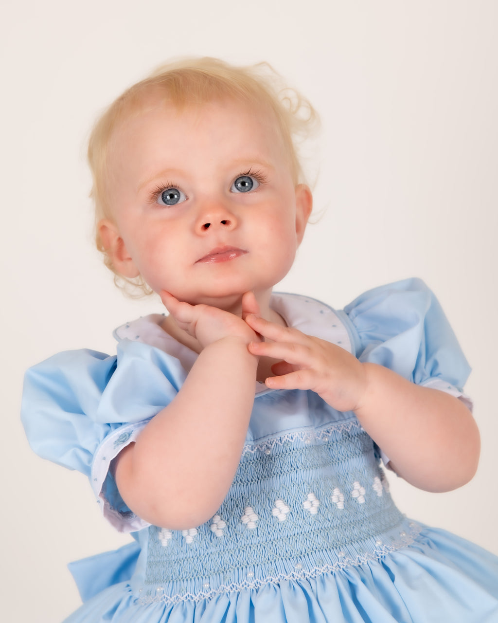 Powder Blue Hand-Smocked Dress