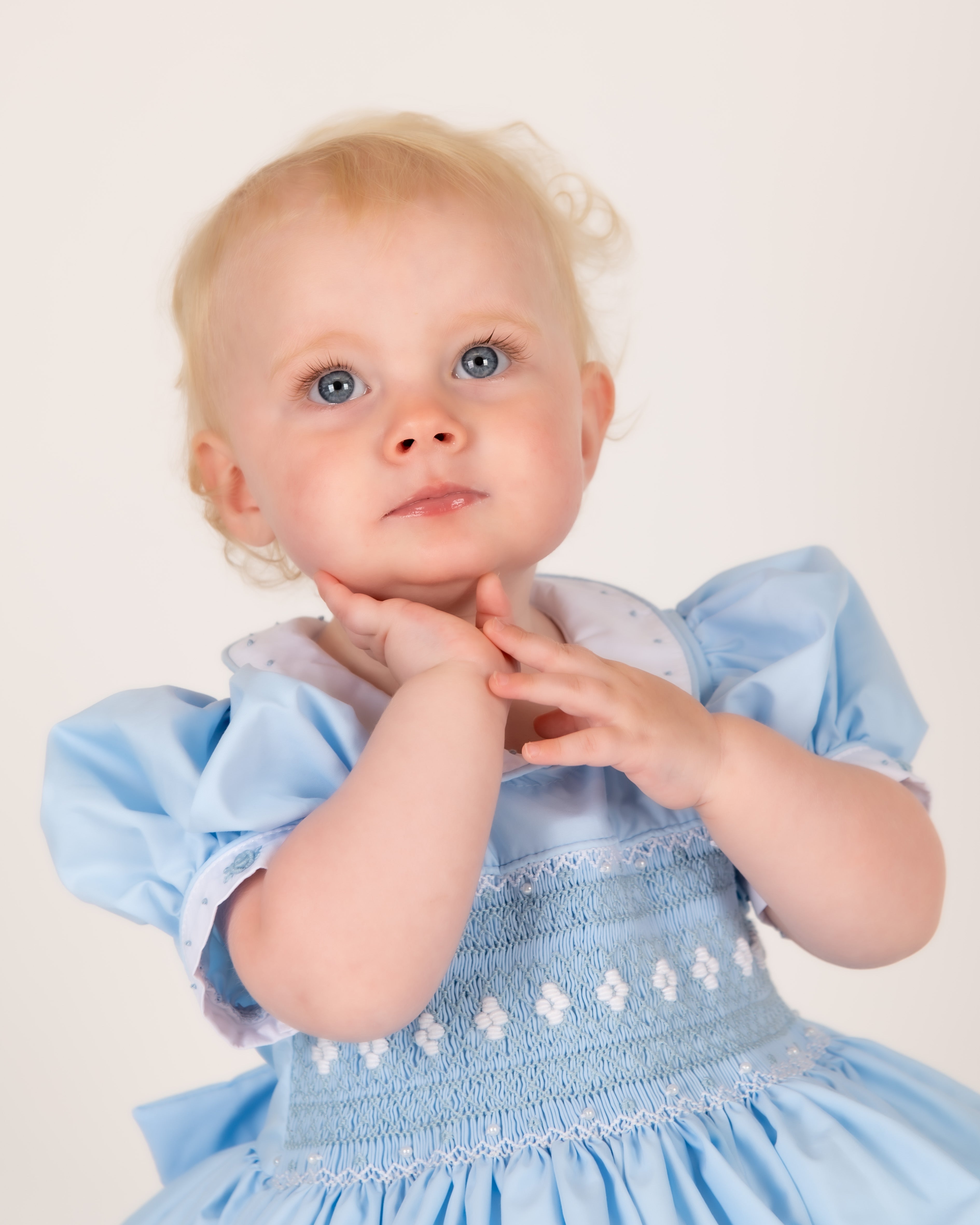 Powder Blue Hand-Smocked Dress