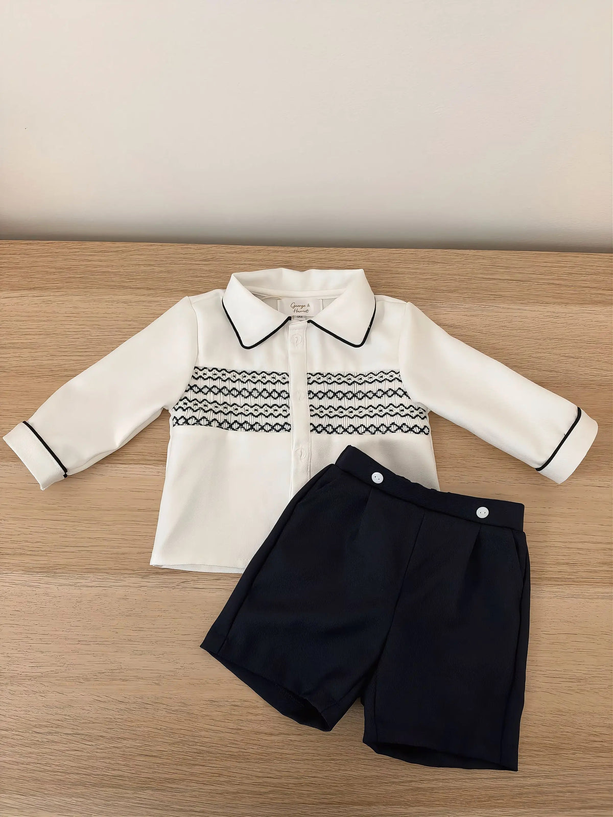 Heritage Navy Smocked Boys' Shorts Set