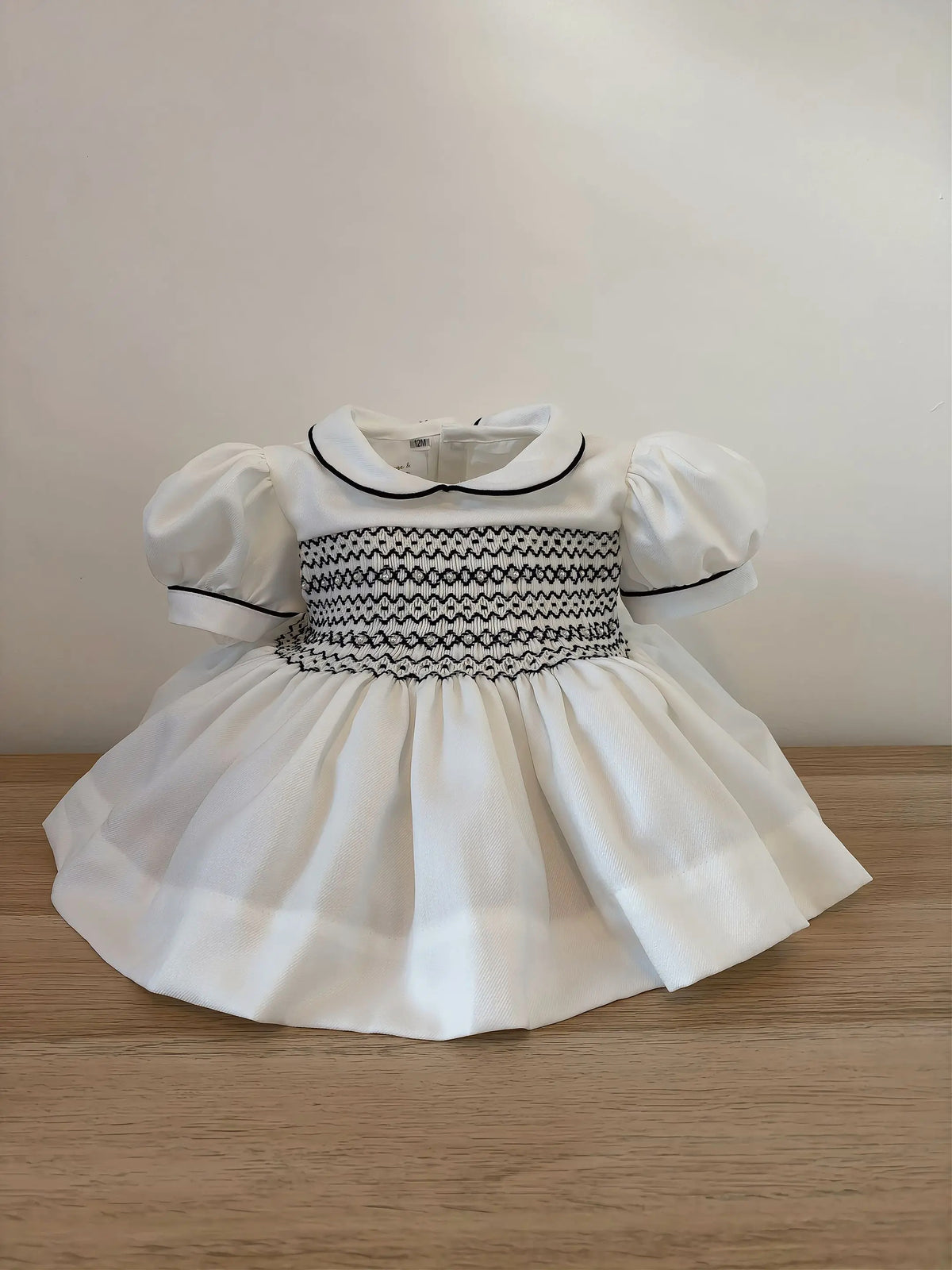 Heritage White & Navy Smocked Dress