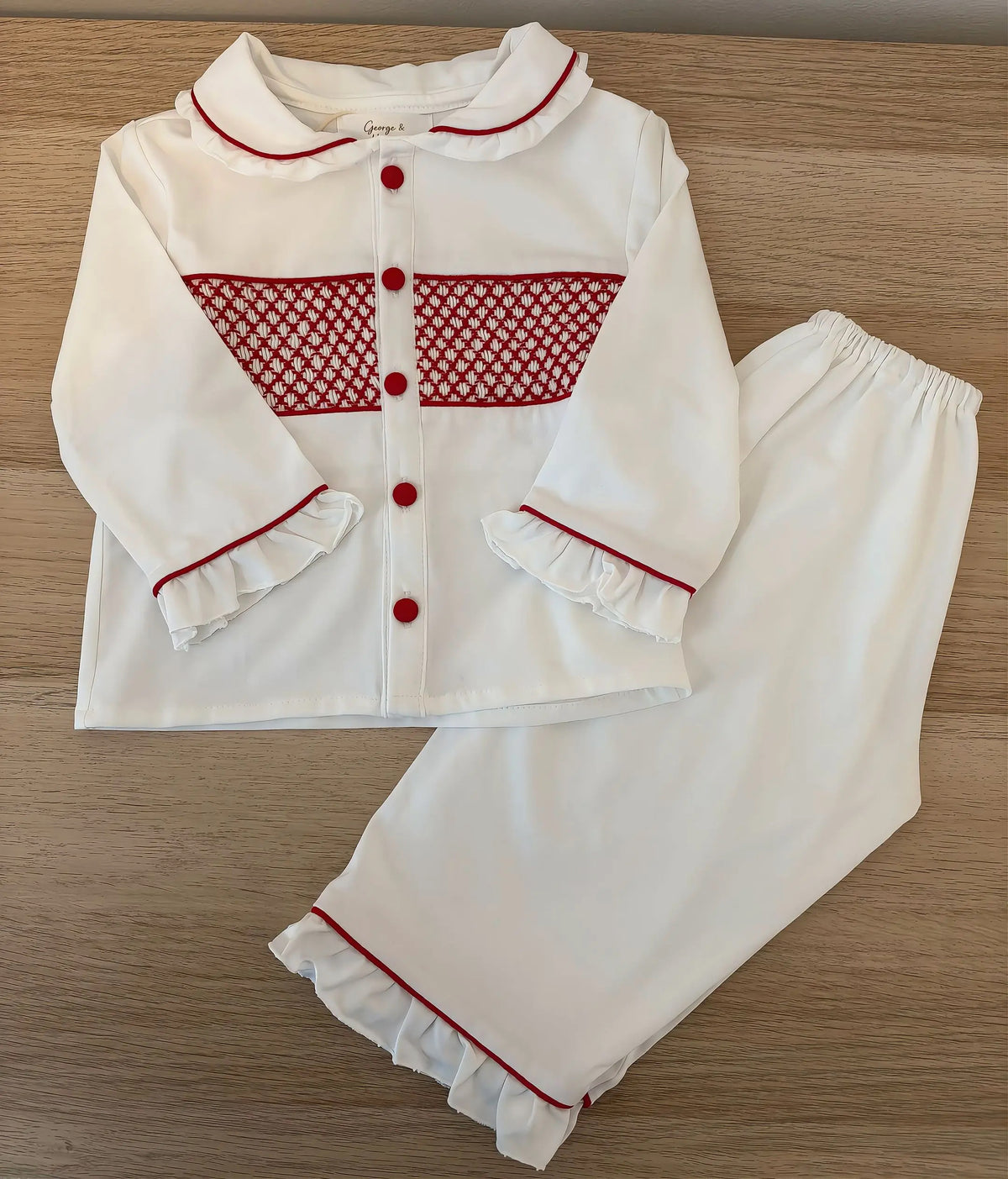 Noelle Red Smocked Girls' Pyjama Set