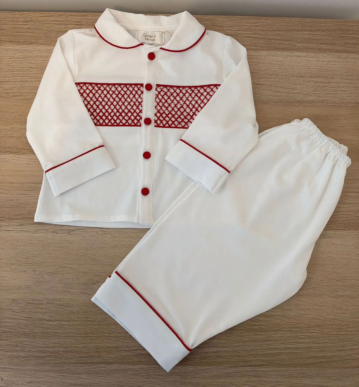 Noelle Red Smocked Boys' Pyjama Set