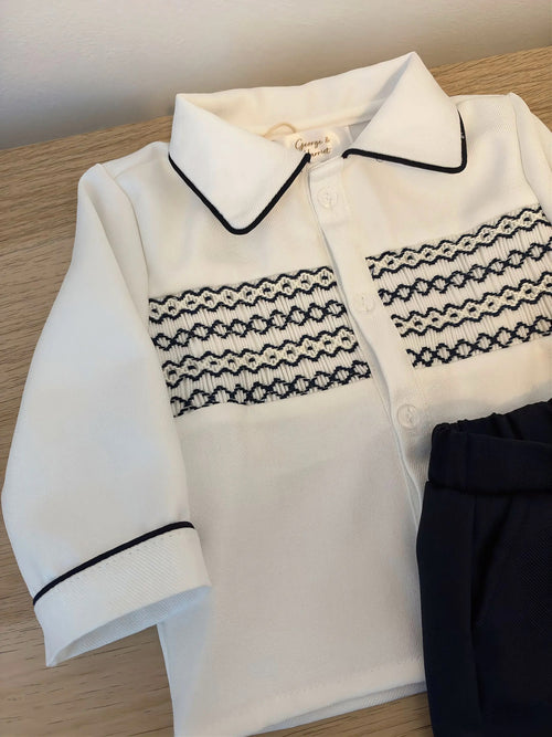 Heritage Navy Smocked Boys' Shorts Set