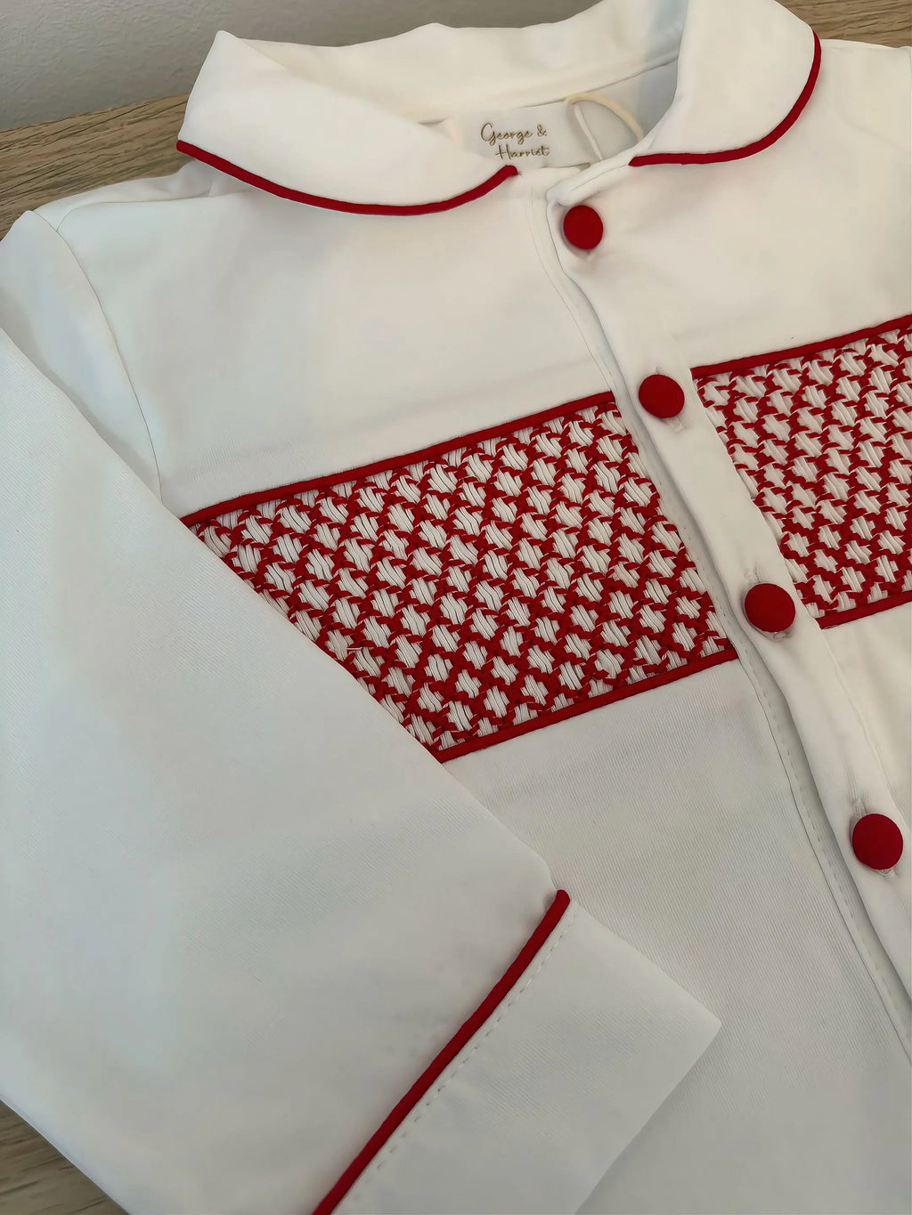 Noelle Red Smocked Boys' Pyjama Set