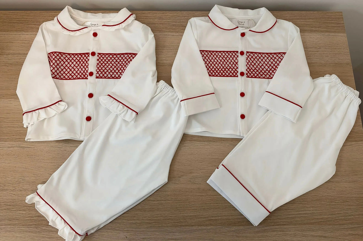 Noelle Red Smocked Boys' Pyjama Set
