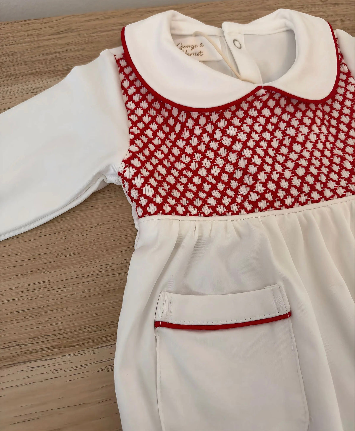 Noelle Red Smocked Babygrow